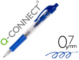 Bolígrafo Q-Connect tinta azul con sujeción de caucho